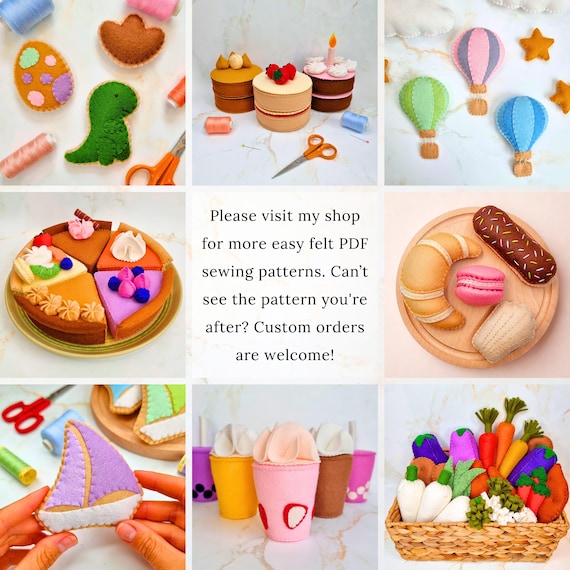 Felt Food Playset Sewing Pattern Bundle: Pizza, Cake, Sushi, Pancakes,  Sandwich (PDF)