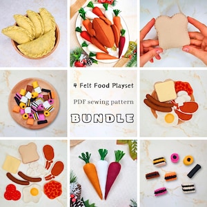 ZESTAW WZORÓW DO SZYCIA NA filcowe brytyjskie jedzenie – proste w wykonaniu zabawki do odgrywania ról w kuchni (PDF)