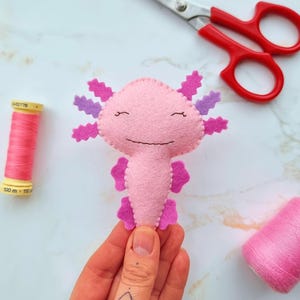 Wool Felt Axolotl Sewing Pattern: DIY Ornament, Mobile, Magnet, Brooch (PDF)