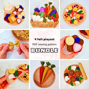 Felt Food Playset Sewing Pattern Bundle: Pizza, Pasta, Vegetables, Pancakes (PDF)