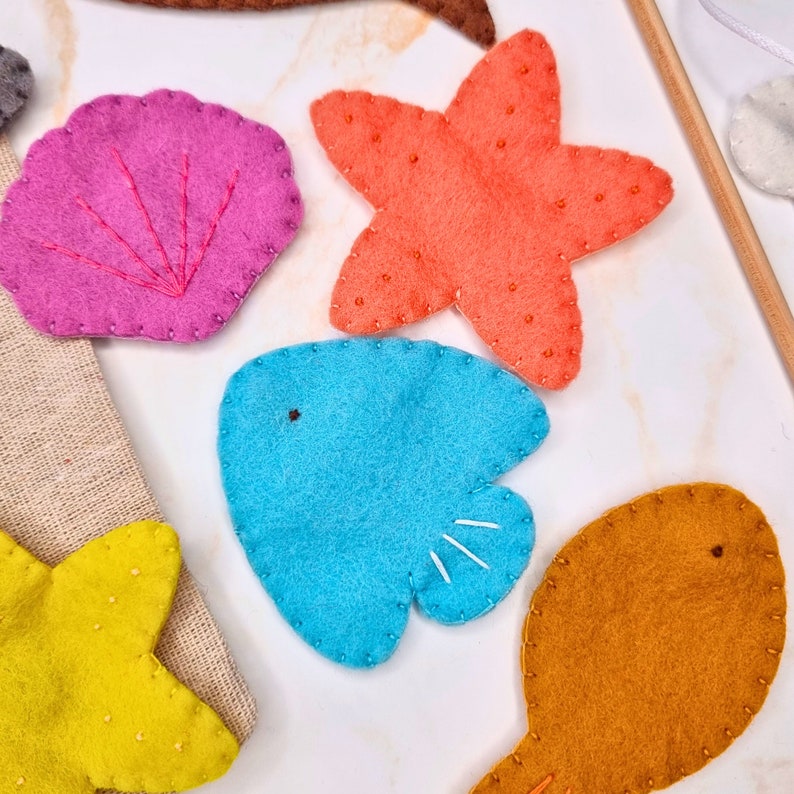 Kids Fishing Playset, Handmade 100 Wool Felt Game Perfect for