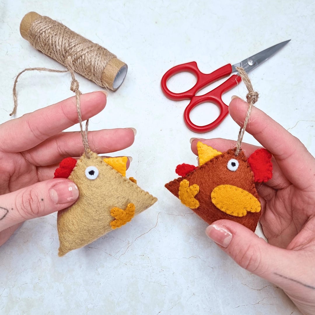 Pyramid Chicken Pattern Felt Pyramid Hen Sewing Pattern - DIY Easter Chicken and Rooster ...