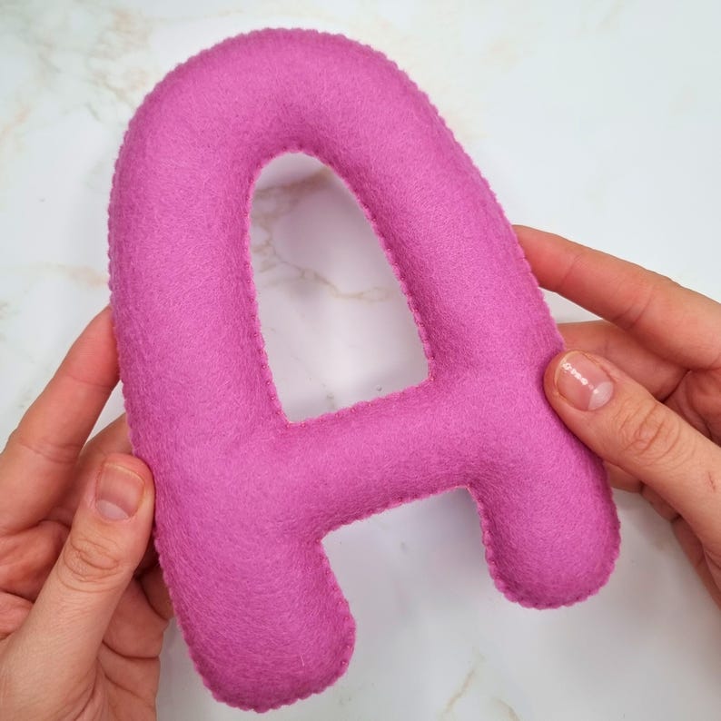 Digital PDF sewing pattern for wool felt English letters for 3D plushie banners, name garlands, nursery decorations, etc.