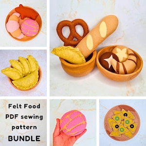 Felt Food Playset Sewing Pattern BUNDLE: Mexican Pan Dulce, Nachos, Pretzel, Empanada (PDF)