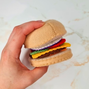 Felt Burger & Fries Playset Sewing Pattern: Easy Pretend Play Food Needle Craft Project (PDF)
