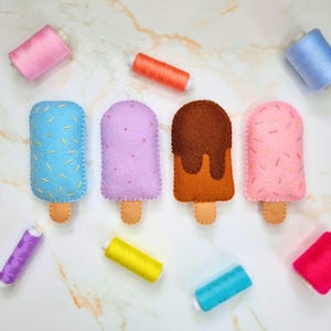 Sew your own felt ice cream lolly - PDF Sewing Pattern - easy beginner popsicle, paddle pop, icy pole, ice block, frozen dessert on a stick