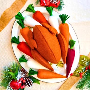 Felt Roast Turkey Sewing Pattern: Thanksgiving / Christmas Decor & Kids Food Roleplay (PDF)