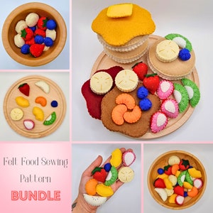 Felt Pancake & Fruit BUNDLE PDF Sewing Pattern and Tutorial, easy beginner sewing project