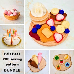 Paquete de patrones de costura para juego de comida de fieltro: juguetes de cocina para niños que hacen a mano (PDF)
