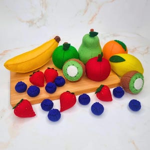 Felt 3D Fruit Sewing Pattern: Banana, Strawberry, Blueberry, Apple, Lemon, Orange, Pear (PDF)