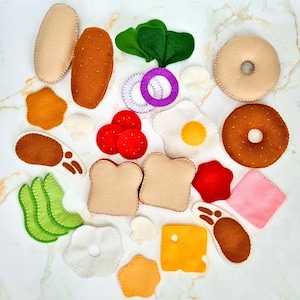 Filz Sub Sandwich & Bagel Schnittmuster: Einfache DIY Spielsets für Kinder (PDF)