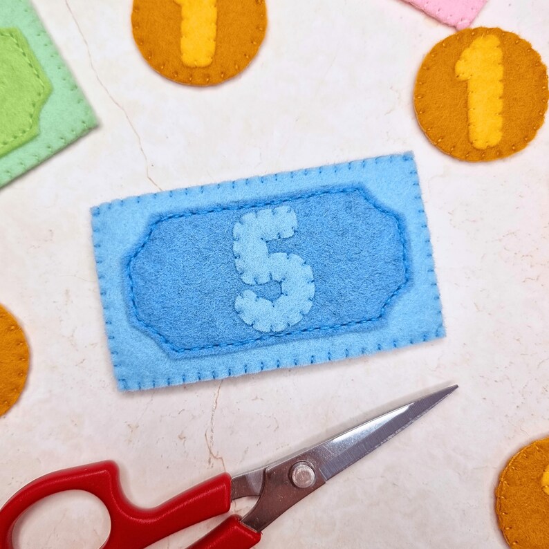 Felt Play Bank Notes and Coins PDF Sewing Pattern: Easy DIY Educational ...