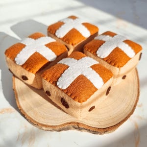 Patrón de costura de bollos de Pascua de fieltro: Comida de Pascua de fieltro para principiantes (PDF)