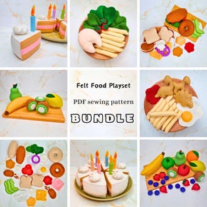 5 Felt Playset Sewing Pattern Bundle: Easy DIY Pretend Play Food for Kids (PDF)