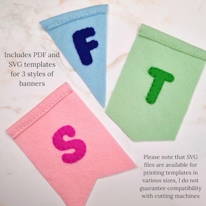 Digital PDF sewing pattern for wool felt English letters for 3D plushie banners, name garlands, nursery decorations, etc.