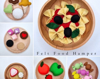 Play Food HAMPER / Playset / Giftset (100% wool felt), perfect for Christmas eve box, pretend play, sensory play, stocking fillers