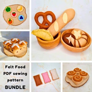 Felt Food Playset PDF Sewing Pattern Bundle: Bread, Pretzel, Biscuit, Toaster Pastry, Buns (PDF)