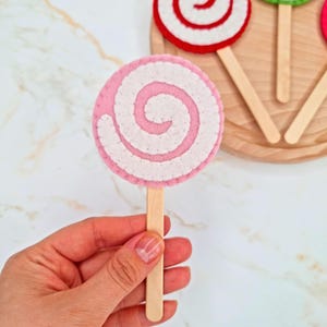 Felt Lollipop on a Stick PDF Sewing Pattern - sweet bon bon, lolly, candy, pop, sucker, easy beginner friendly felt food playset templates