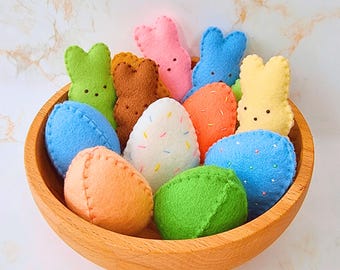 Felt Easter Peep and Egg Ornament Sewing Patterns : DIY Easter Crafts (PDF)