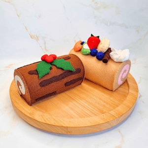 Felt Yule Log / Swiss Roll Sewing Pattern: easy DIY food roleplay for kids (PDF)