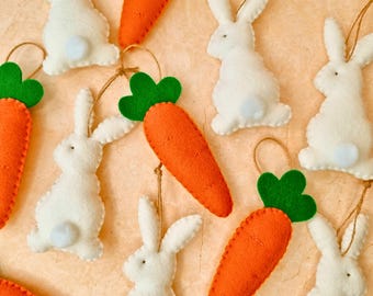 Felt Easter Bunny & Carrot Ornament Sewing Patterns (PDF)