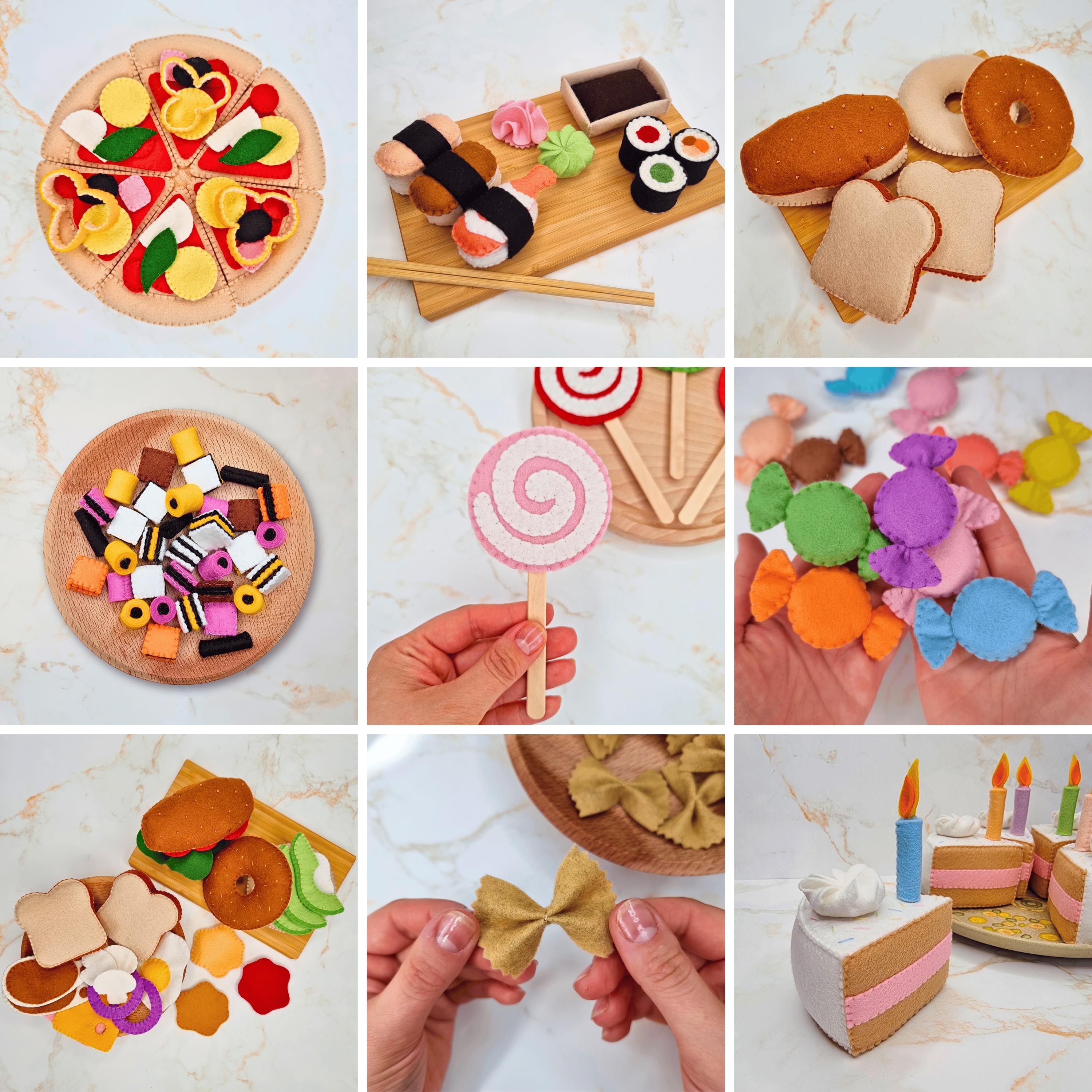 25 Felt Food Playset Sewing Pattern BUNDLE: DIY Kids Toys for Grocery ...