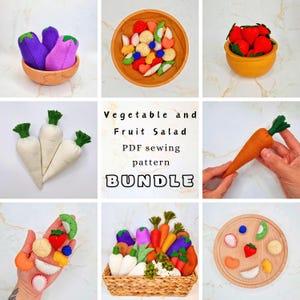 Felt Food Sewing Pattern: Fruit & Vegetable Playset (PDF Pattern)