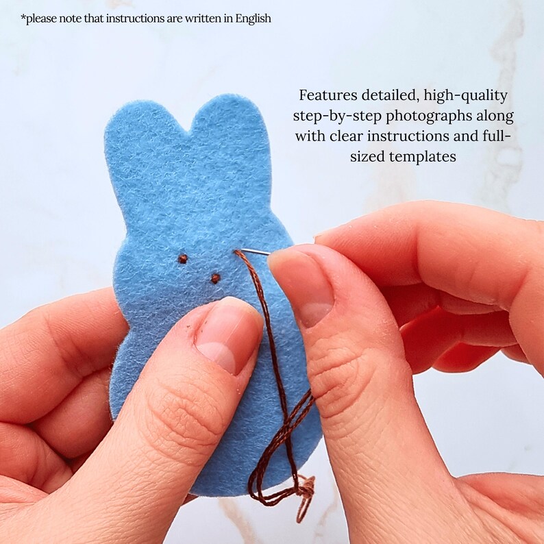 5 Felt Easter Bunny Sewing Pattern - DIY Hanging Ornaments and Garlands ...
