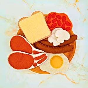 English Breakfast Playset Sewing Pattern: Beans, Sausage, Toast, Bacon, Mushrooms, Egg (PDF)