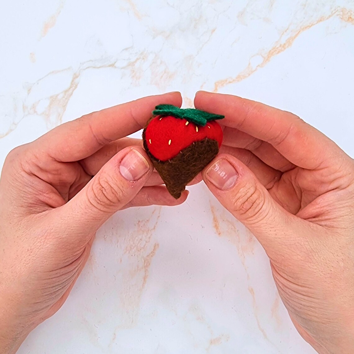 10 Chocolate Dipped Strawberries 100 Wool Felt for Valentine's Day