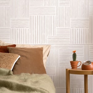 Mid Century Modern Beige Cream Wallpaper - ZABJ