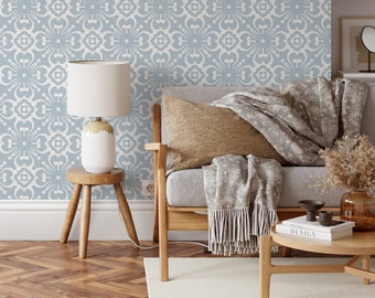 Light Blue Tile Wallpaper / Peel and Stick Wallpaper Removable Wallpaper Home Decor Wall Art Wall Decor Room Decor - D178