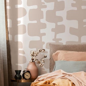 Modern Neutral Beige White Wallpaper - B968
