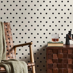 Minimalist Polka Dot Wallpaper - Black & White A355