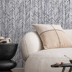Geometric Navy & White Wallpaper - A427
