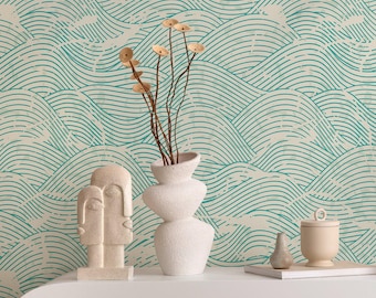 Modern Ocean Turquoise Wallpaper - B935