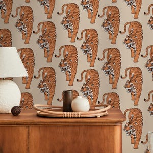 Vintage Tiger Animal Print Wallpaper - ZADI