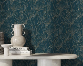 Dark Vintage Floral Wallpaper / Peel and Stick Wallpaper Removable Wallpaper Home Decor Wall Art Wall Decor Room Decor - D027