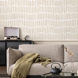 Minimalist Geometric Wallpaper - Beige White