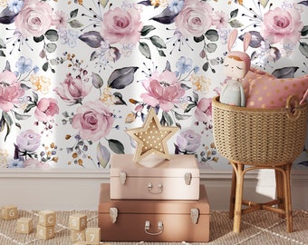 Wallpaper Peel and Stick Wallpaper Removable Wallpaper Home Decor Wall Decor Room Decor / Vintage Floral Wallpaper, Nursery Wallpaper - D971