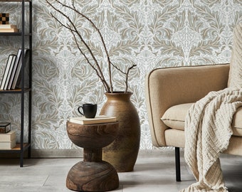 Vintage Victorian Wallpaper / Peel and Stick Wallpaper Removable Wallpaper Home Decor Wall Art Wall Decor Room Decor - D269