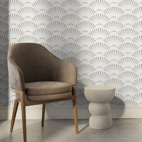 Wallpaper Peel and Stick Wallpaper Removable Wallpaper Home Decor Wall Art Wall Decor Room Decor / Beige Art Deco Wallpaper - C574