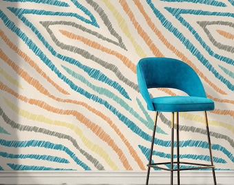 Colorful Abstract Wallpaper / Peel and Stick Wallpaper Removable Wallpaper Home Decor Wall Art Wall Decor Room Decor - C819