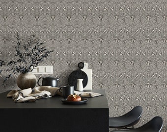 Gray Vintage Wallpaper Victorian Peel and Stick and Traditional Wallpaper - C239