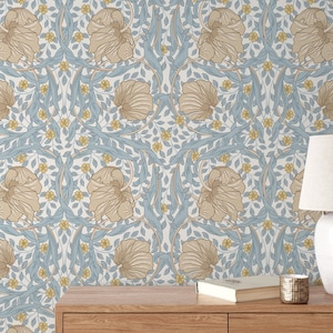 Light Floral William Morris Wallpaper / Peel and Stick Wallpaper Removable Wallpaper Home Decor Wall Art Wall Decor Room Decor - D302