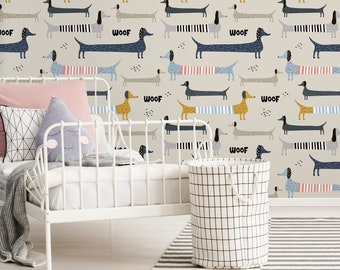 Cute Dogs Kids Wallpaper / Peel and Stick Wallpaper Removable Wallpaper Home Decor Wall Art Wall Decor Room Decor - D101