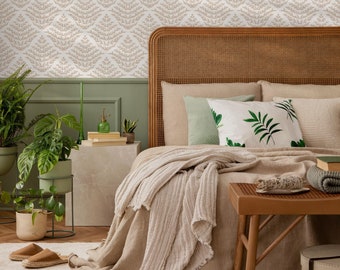 Boho Tapete in Beige auf Creme - Schälen und Aufkleben - C855