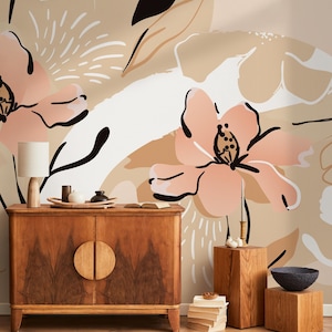 Contemporary Soft Cream Floral Wallpaper - C122