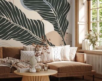 Tropical Abstract Wallpaper Mural Peel and Stick and Traditional Wallpaper - B958