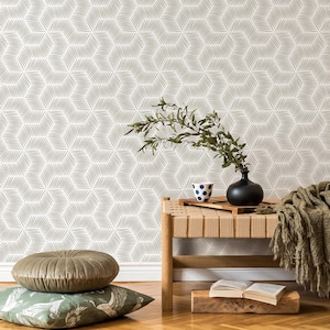 Wallpaper Peel and Stick Wallpaper Removable Wallpaper Home Decor Wall Art Wall Decor Room Decor / Beige Geometric Wallpaper -  C567